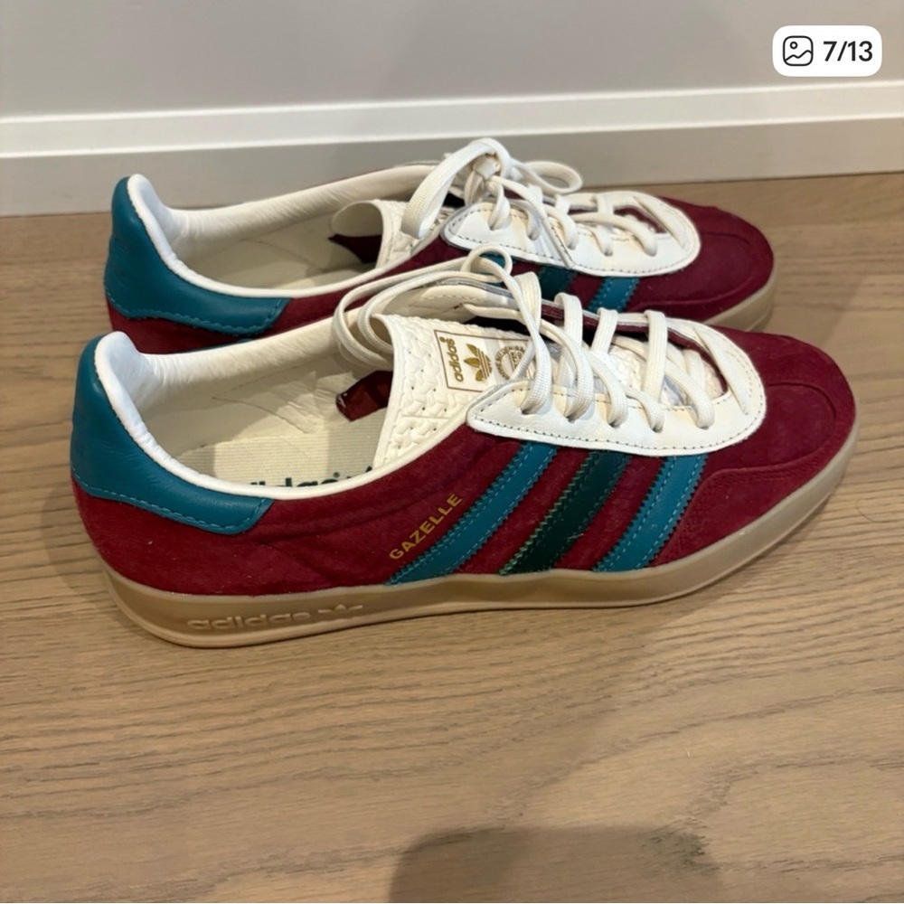 adidas Gazelle Retro Burgundy Suede Sneakers (EU 40.5, US M 7.5 and W8.5) - Picture 6 of 12